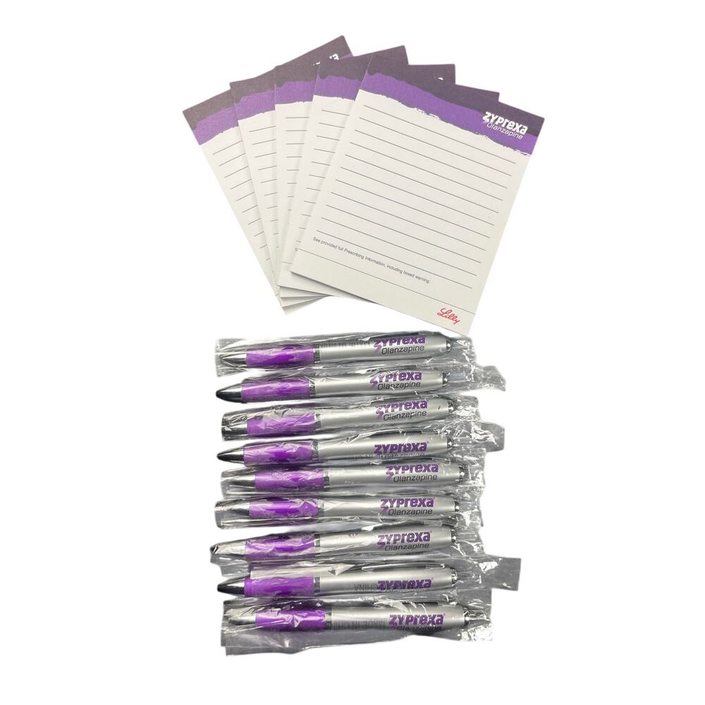 New Old Stock Lilly Zyprexa Pharmaceutical Promotional Pen & Memo Pad Lot